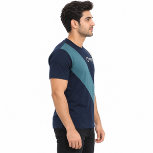 T-shirt à manches courtes pour homme, col rond, color-block, imprimé géométrique, coupe classique, vêtements décontractés streetwear - Product Image 2