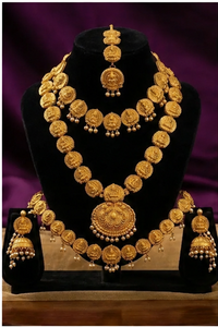 Ensemble de collier et boucles d'oreilles assortis en laiton plaqué or, design personnalisé, écologique et traditionnel, bijoux de mariage, cadeaux - Product Image 3