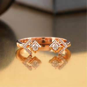 14K Rose Gold <b>Open</b> <b>Ring</b> with 0.15 CT Lab Grown Diamond Dainty Modern Jewelry Featuring VS1 Clarity and VVS1 Cut - Product Image 1