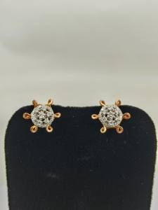 Pendientes de diamantes de oro diseñados a la moda Pendientes de oro de diamantes naturales - Product Image 3