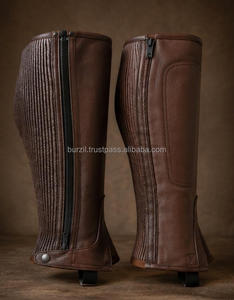 Leather <b>Half</b> <b>Chaps</b> Custom Equestrian Gaiters Durable Cowhide Horse Riding Leg Warmers High Quality Gear Purpose Bag GLHC-0022 - Product Image 5