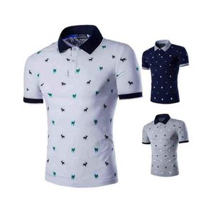 <b>Men's</b> Geometric Color Blocked Short Sleeve Polo Shirt Slim Fit Casual Knitted Top - Product Image 5