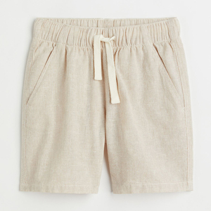 Pantalones Cortos de Lino 100% Tejido para Hombre, Cómodos, Transpirables, Casuales, con Cordón Frontal, Cintura Elástica Media, Bolsillos, 220g - Product Image 2
