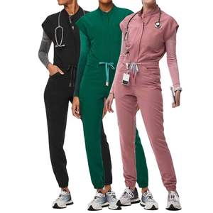 V Neck Zipper <b>Scrub</b> Top and Jogger Leg Pants Set Professional Manicurist Uniform <b>Scrubs</b> Nursing Uniform Medical <b>Scrub</b> - Product Image 5