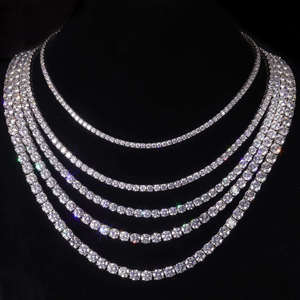 สร้อยคอเทนนิสเพชรแล็บโกรว์ทองคำแท้ 14K 18K แบบขายส่ง ทรงกลม ประดับเพชรเต็มเส้น สร้อยคอแบบโชคเกอร์ สร้อยคอแบบอีเทอร์นิตี้ สำหรับทุกเพศ - Product Image 1