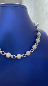 Lab Grown Diamond Beaded Link <b>Chain</b> Necklace <b>Iced</b> <b>Out</b> Luxury Hip Hop Statement Necklace Unisex Jewelry Gift Accessory - Product Image 4