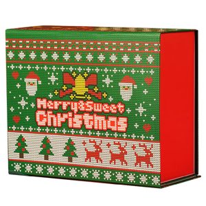 Boîte cadeau rigide de Noël en matériaux recyclés TH CBB-559, fermeture magnétique, design personnalisé, Noël, Père Noël, arbre, fête - Product Image 1