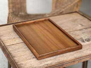 Plateau en bois de noyer, plateau à thé en bois dur, plateau de service pour le thé ou le pique-nique, plateau de service en bois exotique fait main - Product Image 2