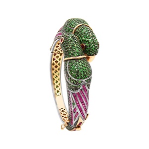 925 Sterling Silver Gold Plated Classic Parrot Shape Natural Tsavorite <b>Ruby</b> Gemstone <b>Bracelets</b> Womens Gift Jewelry - Product Image 6