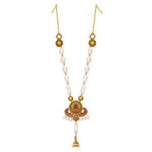 Ensemble de bijoux fantaisie traditionnel avec pierres Pota mates et collier long en perles - Product Image 2
