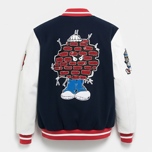 Chaqueta Universitaria Azul Rey Personalizada SHY SPORTS, Chaqueta Bomber con Parches de León Rugiente, Puños con Rayas, Unisex - Product Image 2
