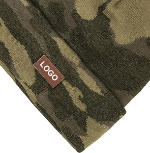 Camouflage Knit Beanie Winter Hat Custom Logo Cuff <b>Cap</b> <b>Men</b> Women Casual Ski Outdoor Wear Wholesale Soft Rib 100% Acrylic - Product Image 3