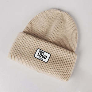 Gorro de Invierno de Punto Acrílico 100% Amarillo Verde Neón con Puño y Rayas en Contraste para Uso Casual al Aire Libre Unisex - Product Image 5