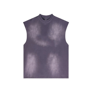 Débardeur tricoté décontracté personnalisé, grammage lourd 280 grammes, vierge, coupe oversize, délavé à l'acide, vintage, écologique, sans manches pour homme - Product Image 1