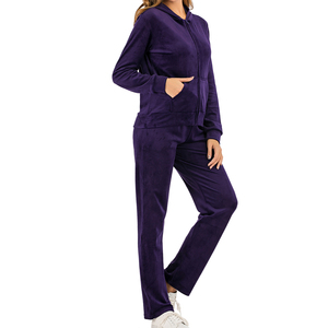 Conjunto de Chándal de Terciopelo con Capucha y Cordón Ajustable para Mujer, Personalizable con Logotipo, de Algodón Sólido, Servicio OEM - Product Image 2