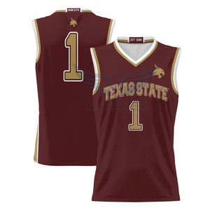 Camiseta de Baloncesto Sublimada Personalizada, Sin Mangas, Transpirable, de Poliéster, para Equipos Universitarios, Texas State Bobcats, Alta Calidad - Product Image 2