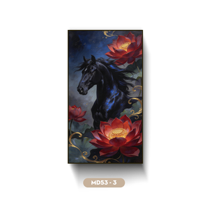Peinture miroir chevaux au galop marque HALO, peinte à la main, impressionnisme, décoration murale, du Vietnam - Meilleures ventes - Product Image 1