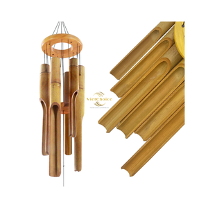 Carillon éolien en bois au design minimaliste, finition naturelle, décoration extérieure, ornement suspendu - Product Image 6