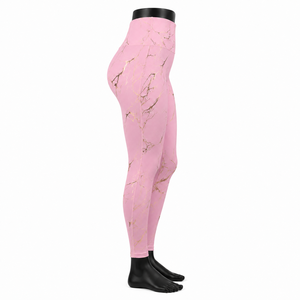 Pink Gold Paisley Print Twist <b>Mesh</b> High Waist Full Length Yoga Leggings Seamless Elastic Waist Women's Fitness <b>Pants</b> - Product Image 3