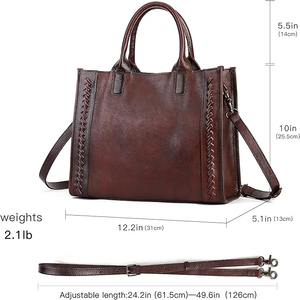 OEM Customized Elegant Cowhide Leather Ladies Tote Bag Stylish Women's Genuine Handbag Shoulder Strap Wholesale Availability - Product Image 2
