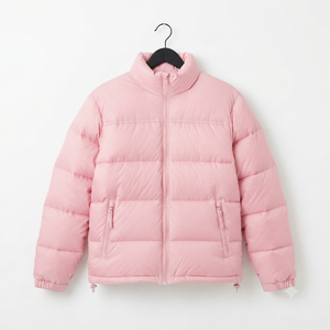 Chaqueta Acolchada Rosa con Cuello Alto, Ligera, de Poliéster, para Invierno, Cierre de Cremallera, Corte Regular, Unisex, Ropa Casual para Exteriores - Product Image 1