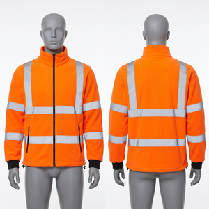 Premium 300 GSM Polyester Interlock Orange Work <b>Jacket</b> Raglan Panel Full Zip Custom Embroidery Logo - Product Image 5