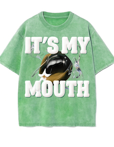 Camiseta de algodón extragrande con estampado de 'It's My Mouth' para hombre, manga corta, cuello redondo, estilo casual, diseño con logo frontal, estilo urbano para el día a día - Product Image 3