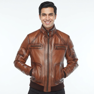 Distressed Brown Cowhide <b>Leather</b> Motorcycle Style <b>Leather</b> <b>Jackets</b> Stylish Casual Biker Coat Vintage Oversized <b>jacket</b> for <b>men</b> - Product Image 4