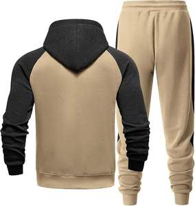 Survêtement à capuche pour hommes, sweat-shirt à fermeture éclair avec poches latérales et pantalon assorti, vêtements décontractés d'automne - Product Image 3