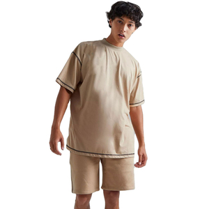 Conjunto de Camiseta y Pantalones Cortos de Algodón 100% para Hombre, Ropa de Calle Personalizada de Verano, Conjunto de Dos Piezas, Traje Deportivo Informal Transpirable, Venta al Por Mayor - Product Image 2