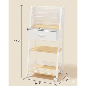 Chariot utilitaire mobile multifonctionnel avec tiroir et étagères - Product Image 5