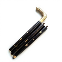Canne de marche pour aveugles en métal, poignée en laiton victorien, style nautique, faite à la main, polie, forme personnalisable, longueur réglable, marron 36