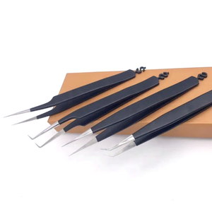 Pinzas de Acero Inoxidable para Extensión de Pestañas, Etiqueta Personalizada, Herramientas de Belleza al por Mayor con Puntas de Volumen y Fibra en Venta - Product Image 5