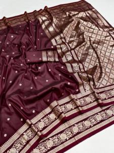 Indian Traditional Ethnic Banarasi Silk <b>Saree</b> with Zari Weaving Work for Wedding Occasion and Festive Function for Women Outfit - Product Image 2
