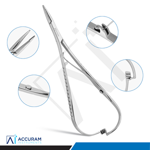 Porte-aiguille professionnel Mathieu à pointe demi-ouverte 14 cm en acier inoxydable, instrument chirurgical de suture - Product Image 2