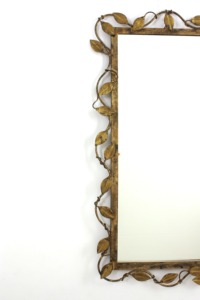 Framed Brass Mirror With <b>Leaf</b> Vine Design Bohemian <b>Wall</b> <b>Decor</b> Metal Frame Decorative - Product Image 3