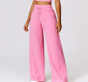 OEM Women Solid Wide Leg Eco-Friendly Breathable Spandex/Cotton Sweatpants Premium Comfort Wholesale Factory Direct - Product Image 6