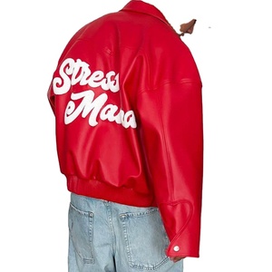 Chaqueta Varsity de Béisbol para Hombre, Personalizada con Logotipo Bordado en Chenille, de Cuero Genuino - Product Image 6