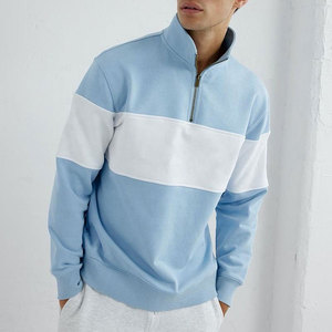 เสื้อสเวตเชิ้ตผู้ชายแบบซิปครึ่งตัว สีกรมท่า-ฟ้าอ่อน คอตั้ง ทรงปกติ สวมใส่สบาย แขนยาว ผ้าเฟรนช์เทอร์รี่ 100% - Product Image 6
