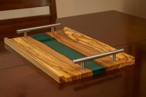 Elegante Bandeja Decorativa para el Hogar de Madera y Resina con Acabado Brillante y Textura Natural para Servicio Premium y Comercio Internacional - Product Image 4