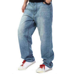 Pantalon en jean confortable pour homme à prix abordable, style streetwear personnalisé, coupe ample et large - Product Image 1
