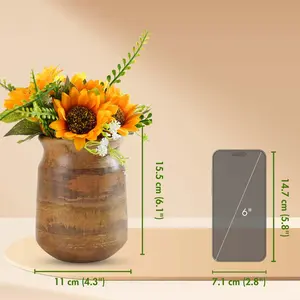 Petit vase en bois artisanal, décoration minimaliste, accent de style naturel, grain naturel, écologique, pour la maison, le bureau, l'étagère, la table, idée cadeau - Product Image 3