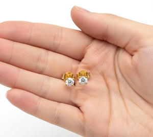 Minimalist Trendy 5mm Moissanite <b>Stud</b> Earrings 925 <b>Silver</b> 18K Gold Plated for Wedding & Party Occasions - Product Image 2