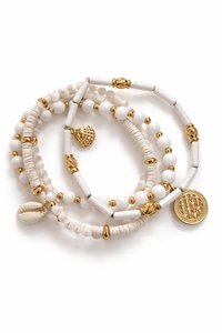 Bohemian Unisex Gold Plated Garnet Imitation Pearl Geometric Beaded <b>Bracelet</b> <b>Set</b> Acrylic Jewelry Gift - Product Image 3