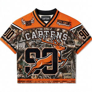 Oversized Mesh <b>Tshirt</b> Boxy Cropped American Football Sublimation Jersey Custom Cropped Retro Camouflage Soccer Jersey Streetwear - Product Image 2