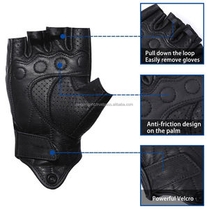 Guantes de Motocicleta de Medio Dedo Antideslizantes con Ajuste Seguro, Correa Ajustable, Protección de Palma de Cuero, Impermeables, Transpirables, para Gimnasio y Deportes - Product Image 3