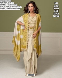 <b>Women's</b> Real Chinon Embroidered Top With Beads Work Floor-Length Palazzo Set Traditional <b>Party</b> <b>Wear</b> <b>S</b> M L XL 2XL - Product Image 1
