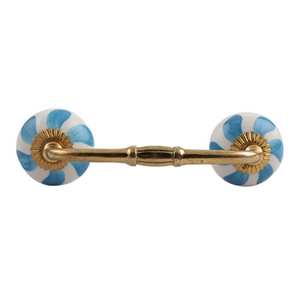 Poignée d'armoire en vrac faite à la main en céramique bleu clair ventilateur peint en gros commode Lot Vintage tiroir armoire porte tirer - Product Image 2