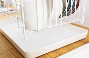 OEM/ODM Vietnam Single Tier Stainless Steel <b>Dish</b> Drainer <b>Rack</b> with Wooden Handles Removable Tray Organizer - Product Image 2