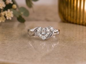 Romantic Moissanite 2CT Heart Cut Crossover Band <b>Ring</b> Original 925 Silver Proposal Gift for Lovers Charms - Product Image 1